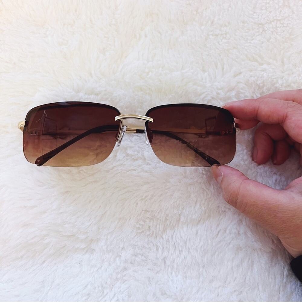 Delia Brown Rimless Butterfly Accent Sunglasses - Picture 3 of 10